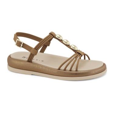 Imagem de Sandalia Ramarim Pedraria Plataforma Com Detalhes Dourado, Camel, 37