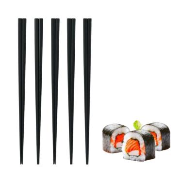 Imagem de Hashi Jogo 5 Pares Reutilizável Comida Japonesa Sushi Jyo Plástico Reforçado com Fibra de Vidro Preto Baker