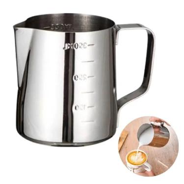 Imagem de Jarra para Espumar Leite 350ml Inox Aço Inoxidável Profissional para Cafeteria Cappuccino e Chocolate