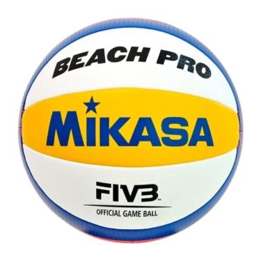 Imagem de Bola de Vôlei de Praia Beach Pro BV550 Oficial FIVB Tamanho 5 Amarelo e Azul Mikasa