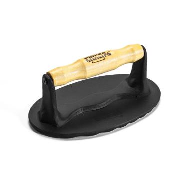 Imagem de Prensador Oval Grill Alça Madeira Panela Mineira 18x11,5cm
