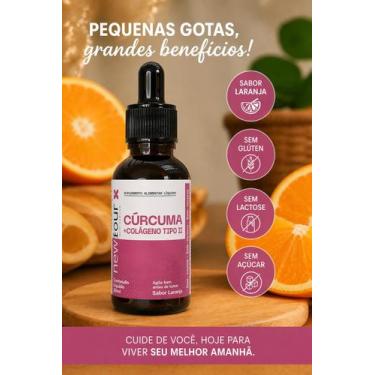 Imagem de Cúrcuma + Colágeno Tipo II 30ml Articulações Mobilidade - Newfour