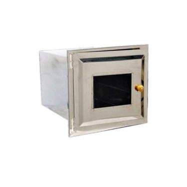 Imagem de Forno a Lenha N03 sem Cinzeiro Frente Vidro Aço Inox 50x35x30 Ouro Minas