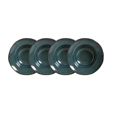 Imagem de Conjunto de Pratos de Sobremesa Oceano Stoneware 4 Peças 250ML Compatível com Forno e Freezer Azul Porto Brasil