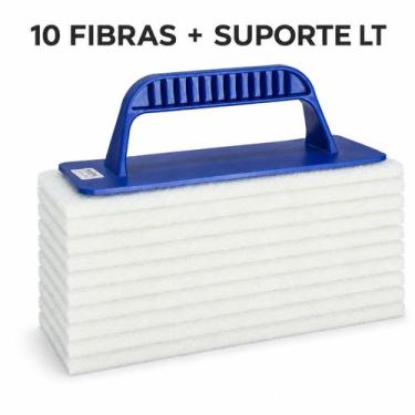 Imagem de 1 SUPORTE TONK COM 10 Fibra De Limpeza Branca Não Risca
