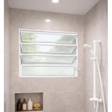 Imagem de Vitro Basculante 80x80 Alumínio Branco Vidro Liso Lumineziri