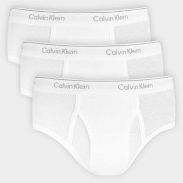 Imagem de Kit Cueca Slip Calvin Klein Brief Rib Masculina, Branco, M