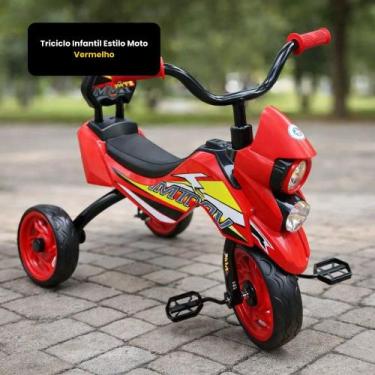 Imagem de Triciclo Infantil Moto Vermelho c/ Luzes UNITOYS para Crianças 12m+ at