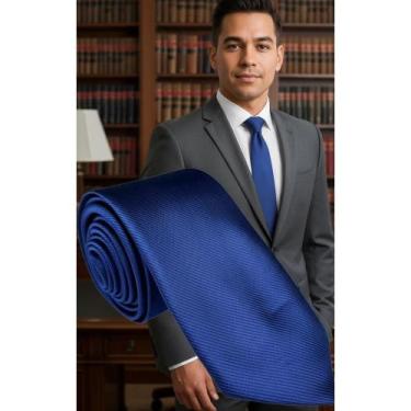 Imagem de 2x Gravata Social Azul Marinho Slim Riscada Elegante - Congratulations