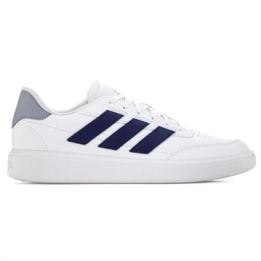 Imagem de Tênis Adidas Courtblock Branco e Azul Escuro - Masculino, 40, Branco
