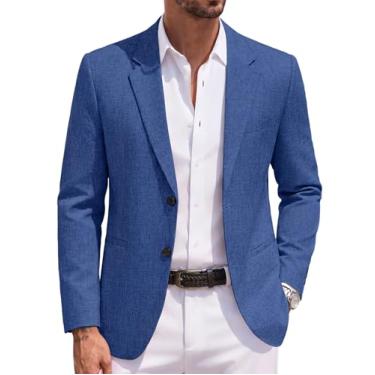 Imagem de COOFANDY Blazer masculino casual slim fit casaco esportivo leve dois botões, Azul royal, 3X-Large