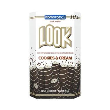 Imagem de Kit C/ 10 Biscoito Stick Wafer Recheado Look 55g, 10x Cookies Cream