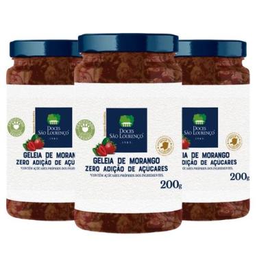 Imagem de Kit c/ 3un Geleia Morango Zero Ad. Açucar SAO LOURENCO 200g - SÃO LOUR