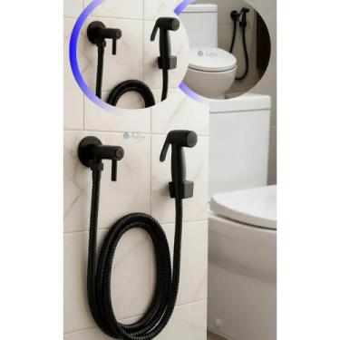 Imagem de Ducha Higiênica Banheiro ABS 1,2m Preta Facilita Higiene - Congratulat