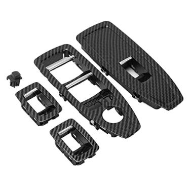 Imagem de Guarnição do painel do levantador de janela, fácil de substituir, longa vida útil do painel do interruptor para carro(Padrão de fibra de carbono)