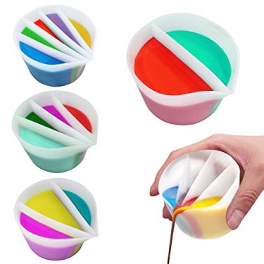 Imagem de Winmany Copo de pintura fluida silicone copo dividido reutilizável com divisórias (2 canais), 1 cups, Multicolorido, Acrílica, Indoor and Outdoor, Líquida, Balde, Arte e artesanato