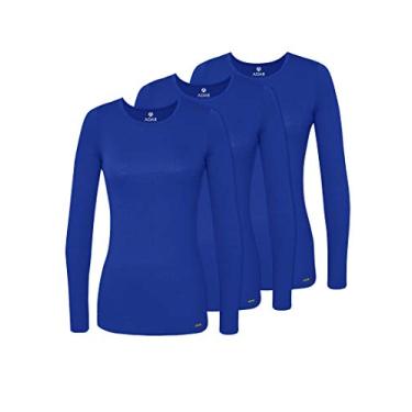 Imagem de Pacote com 3 cuecas Adar Underscrubs para mulheres – Camiseta confortável de manga comprida, Royal Blue, Medium