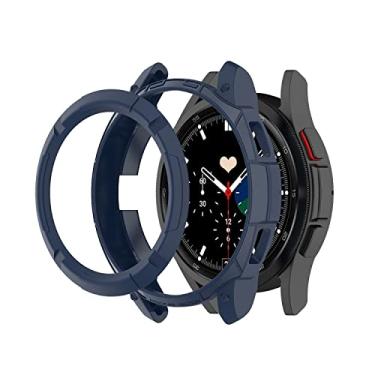 Imagem de Capa Protera Case Protetor de Coroa Marca 123Smart Compativel com Galaxy Watch 4 46mm Watch4 Classic 46mm SM-R890 SM-R995 / Watch 6 43mm e 47mm SM R-960 R-965 R-950 R955 Azul Anti impacto