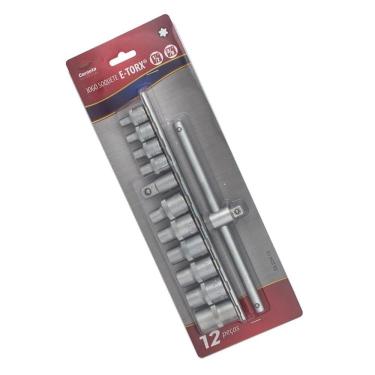 Imagem de Jogo De Soquete E-Torx 1/2 E 3/8 12 Peças E4 A E20 Corneta