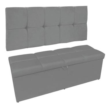 Imagem de Kit Calçadeira Painel Nina 0,90cm Suede Grafite