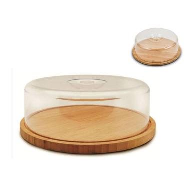 Imagem de Boleira de Bambu com Cúpula Use Para Bolo ou Queijo