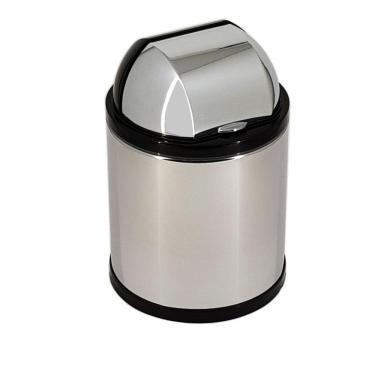 Imagem de Lixeira De Pia Aço Inox Tampa Retrátil Recip. Plástico 2,5 L