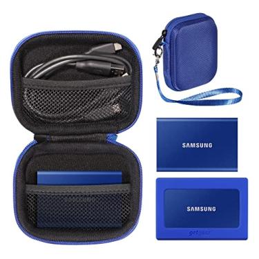 Imagem de getgear Capa prática para Samsung T7 Touch SSD portátil, T5, leitor de cartão, hub USB, hub tipo C, hub HD, bolsos de malha, alça de pulso