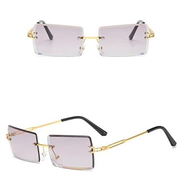 Imagem de Óculos de Sol Retangulares Sem Aro Feminino/Homem Vintage Designer Óculos de Sol Feminino Óculos De Sol Tons UV400, Cinza, Outros