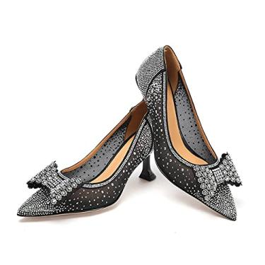 Imagem de Sapatos femininos de salto alto sem cadarço fechados bico fino stilettos sapatos de festa de casamento para mulheres sapatos de escritório