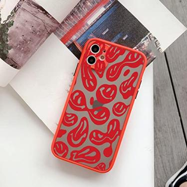 Imagem de Capas de telefone com rosto sorridente engraçado para iphone 11 12 13 pro max 6s 7 8 plus se2020 x xs max xr capa traseira dura fosca, smiley vermelho 10, para iphone13 pro max