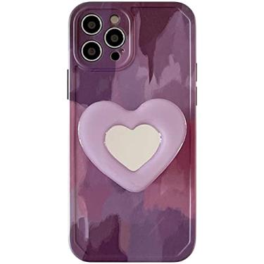 Imagem de Capas de telefone de suporte de espelho de pintura a óleo roxa para iphone 13 12 pro max 11 x xs xr 8 plus 7plus capa macia imd, um com suporte, para iphone 13 pro