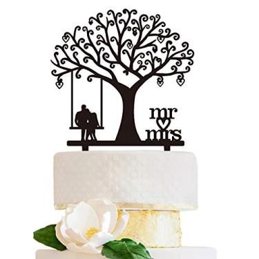 Imagem de LOVENJOY Enfeite romântico de bolo de casamento da Around You, caixa de presente