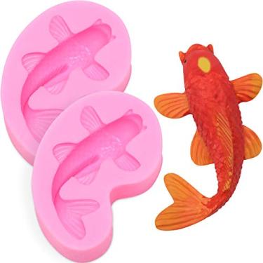 Imagem de Molde de silicone Koi Fish para doces de peixe, molde de cobertura de peixe, tamanho pequeno, em forma de peixe, para decoração de bolo, cupcake, argila de polímero