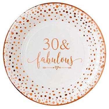Imagem de Pratos descartáveis Crisky Fabulous para aniversário feminino, 30 Fabulous, 9 Inches, 50