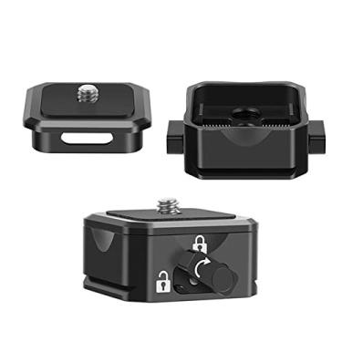 Imagem de TECKEEN Placa de liberação rápida com trava dupla de liga de alumínio com grampo para câmera e tripé com parafuso de 1/4 para DSLR SLR
