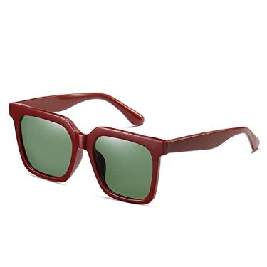 Imagem de Óculos de sol polarizados quadrados fashion para mulheres, proteção uv, condução, pesca, armação grande, óculos de sol coloridos femininos, c3 vermelho verde, tamanho único