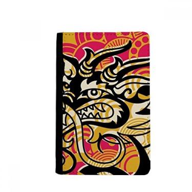 Imagem de Porta-passaporte preto chinês padrão dragão asiático Notecase Burse carteira capa cartão bolsa, Multicolor