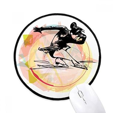 Imagem de Esporte de inverno patinação artística aquarela ilustração mouse pad desktop escritório tapete redondo para computador