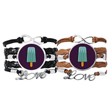 Imagem de DIYthinker Pulseira azul verde picolé doce sorvete pulseira de mão pulseira de corda de couro conjunto duplo presente, Não se candidatar