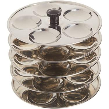 Imagem de Tabakh Suporte de aço inoxidável para bebês Mini Idli com 5 prateleiras, faz 25 mini ociosidades