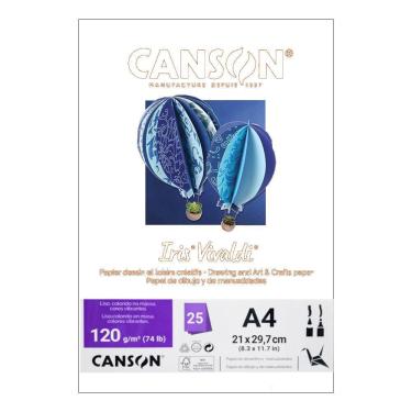 Imagem de Papel Canson A4 Iris Vivaldi 120G 25Fls Branco