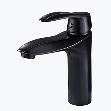 Imagem de LIDON Torneira preta banheiro torneira da pia do banheiro furo único torneira da bacia de latão furo único torneira do lavatório preto torneira do banheiro para lavatório, preto A (cor: preto G)