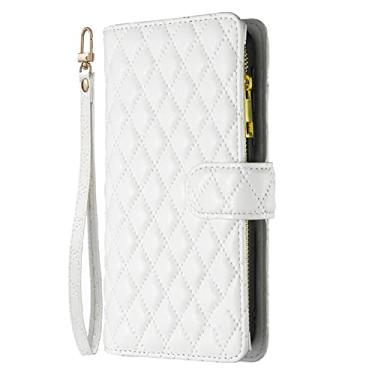 Imagem de Carteira de Couro para Samsung Galaxy A03 A12 A13 A23 A32 A33 A51 A52 A53 A71 A72 A73 S22 Ultra S21 Plus S20 FE, Branco, Galaxy A33 5G