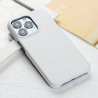Imagem de Capa de couro de grão de lichia para iPhone 14 13 11 12 Pro Max 13 Mini XR X XS Max 14 Plus Capa traseira, branca, para iPhone 11
