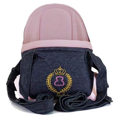 Imagem de Canguru Cadeirinha Carregador De Bebê L.Baby Suporta Até 15 kg - Jeans e Rosa Xadrez