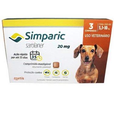 Imagem de Antipulgas Simparic cães 5,1-10 kg - 3 comprimidos/validade 2022 - Zoetis