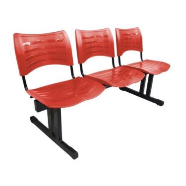 Imagem de Cadeira Iso Em Longarina 3 Lugares Linha Polipropileno Iso Vermelho -