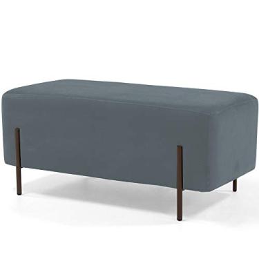 Imagem de Puff Retangular Decorativo Status 90x45 D02 Pés de Aço Veludo Cinza C-317 - Lyam Decor