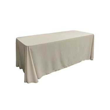 Imagem de LA Linen Toalha de mesa retangular de popelina de poliéster, 228 cm x 396 cm, cinza claro