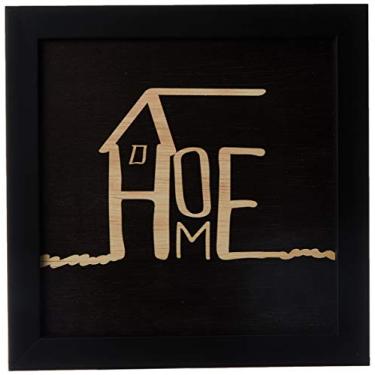 Imagem de Arte Maníacos Quadro Decorativo em Madeira Home Fundo Preto - 20x20cm (Moldura caixa em laca preta)